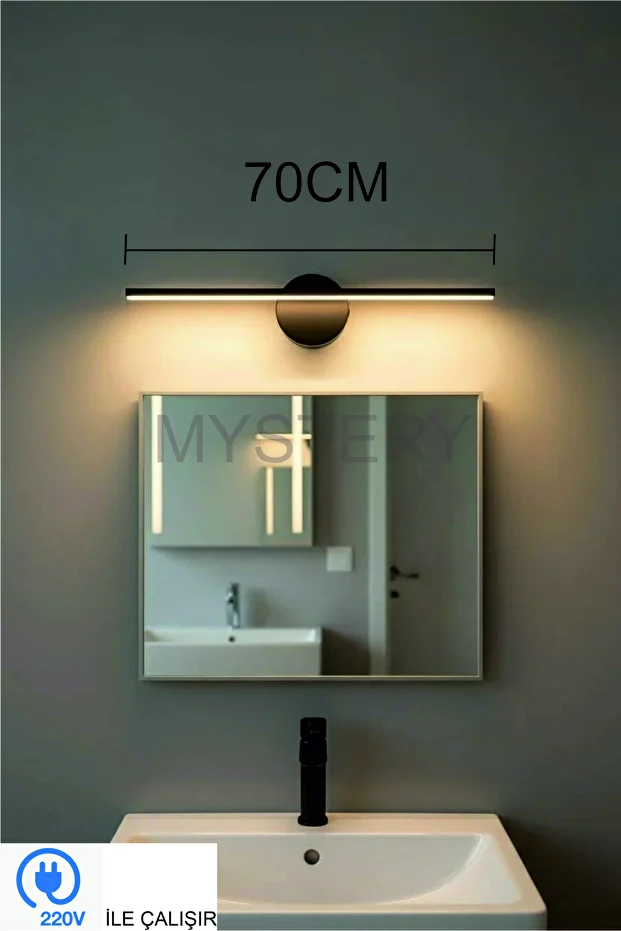 Siyah Banyo Duvar Ayna Tablo Koridor Cafe Hotel Aydınlatması Led Flüt Aplik Günışığı